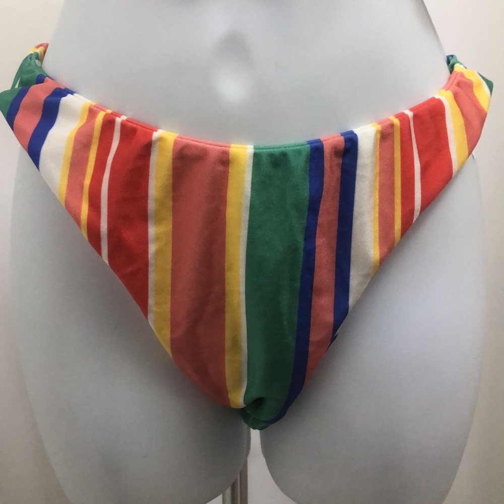 PRETTYLITTLETHING MULTI STRIPE V FRONT BRAZILIAN BIKINI/ ITSY BITSY TOP •16• NWT - Picture 4 of 17
